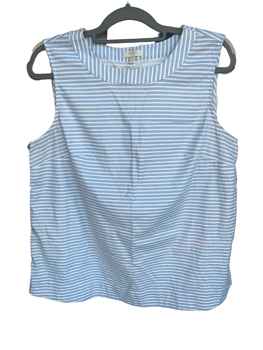 Talbots Blue and White Striped Sleeveless Stretch Cotton Tank